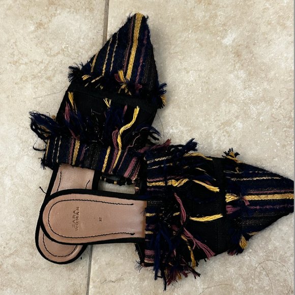 Zara Woman Fringe Mules size 37 - Picture 3 of 6